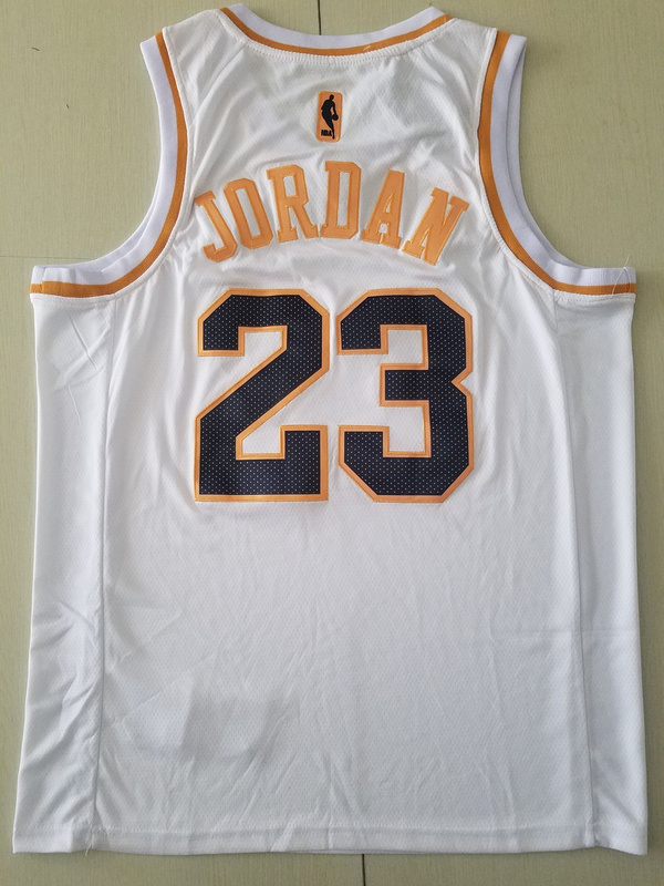 Michael Jordan 23 White Golden Edition Jersey
