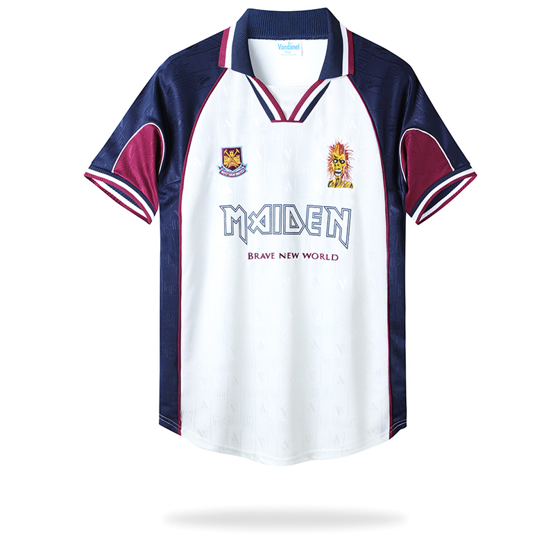 Retro 99/01 West Ham X Iron Maiden Away White Jersey With #7