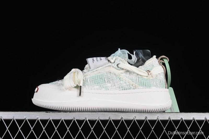 SMILEREPUBLIC Mint Manbo Light Blue Checkered Open Smile Platform Canvas Shoes - G.D4