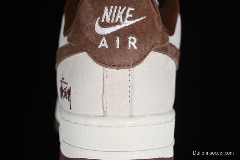 Nike Air Force 1 '07 Low Stussy Collaboration - Coffee Pig Suede Low-Top Casual Sneakers - HD1968-017