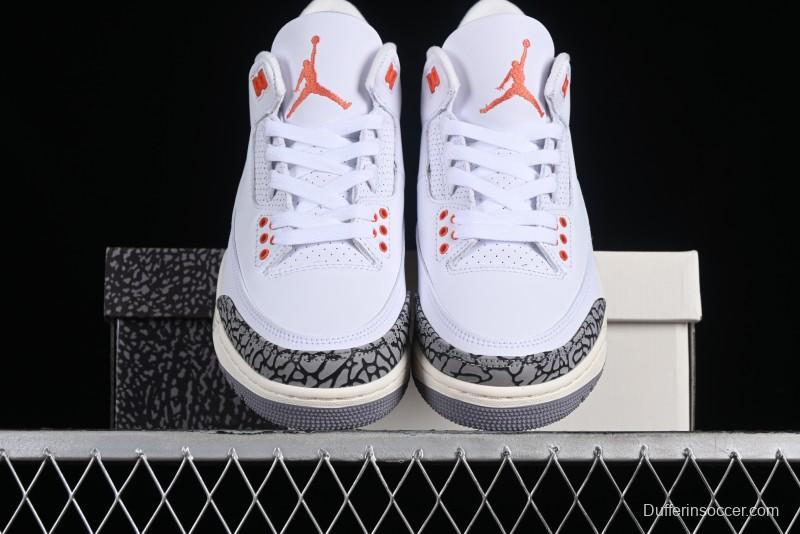 Nike Air Jordan 3 Retro Sneakers in White and Peach Orange - CK9246-121