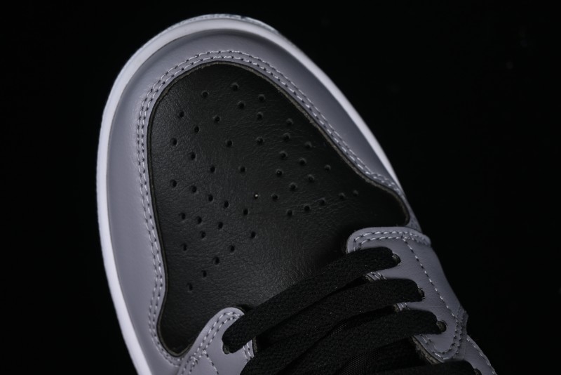 Nike Air Jordan 1 Low AJ1 Basketball Shoes in Grey Black with Red Swoosh - FZ4183-002