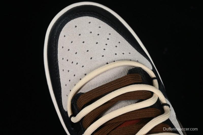 Nike Dunk Low "Mars Stone" Witch Puppet Themed SB Lace-Up Low-Top Casual Sneakers in Black/Mocha Brown - DR9704-200