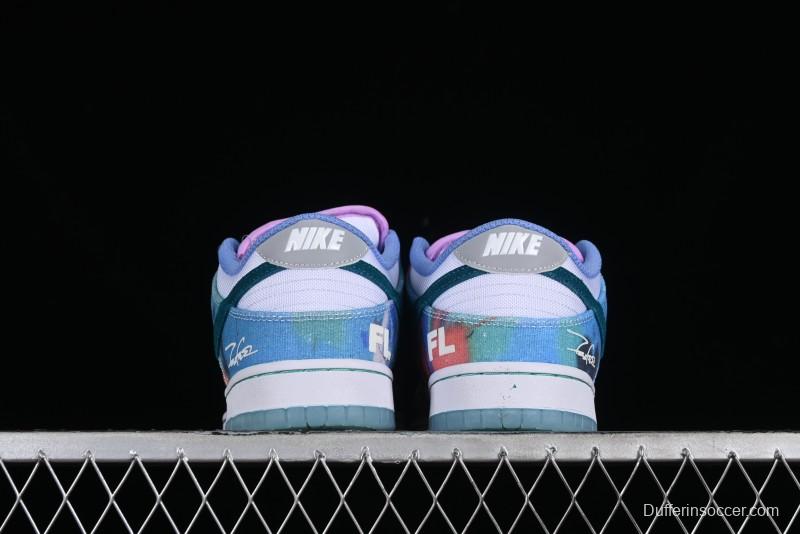 Nike Futura x Dunk Low Pro SB Casual Skate Shoes with Tie-Dye Pattern - HF6061-400