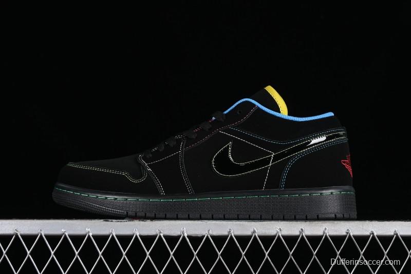 Nike Air Jordan 1 Low AJ1 Black Green Low Top Lifestyle Basketball Shoes - 338145-003