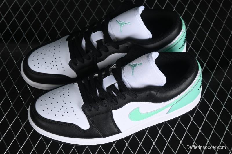Nike Air Jordan 1 Low Retro Basketball Shoes in Mint Green and Black - 553558-131