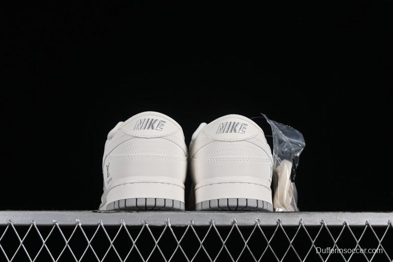 Nike SB Dunk Low LV Collaboration - Double Swoosh Beige Grey Anniversary High-End Custom Low-Top Casual Sneakers - FC2025-306