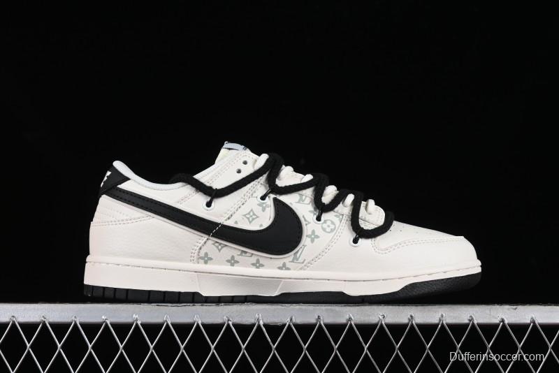 Nike SB Dunk Low LV Collaboration - Lamborghini Strap White Black Hook Anniversary High-End Custom Low-Top Casual Sneakers - SJ2068-261
