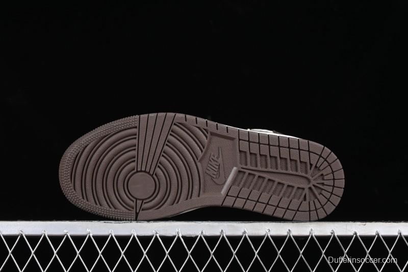 Nike Travis Scott x Fragment Design x Jordan Air Jordan 1 Low OG SP AJ1 LV Beige Brown Print Casual Sneakers - LJ5188-006