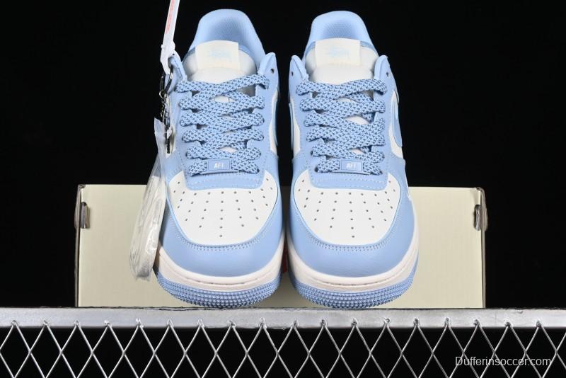 Nike Air Force 1 '07 Low Stussy Collaboration - Sky Blue Low-Top Casual Sneakers - BB9599-201
