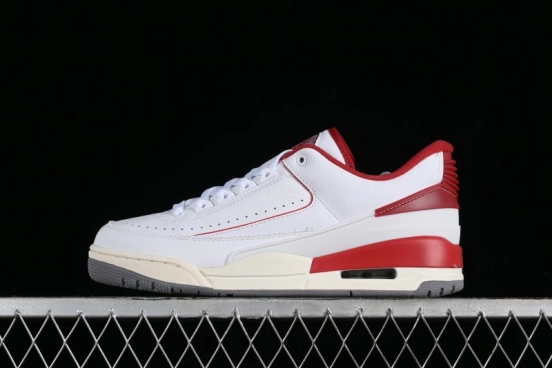 Nike Air Jordan 2/3 Retro Low Top Basketball Shoes in White and Red - FD0383-161