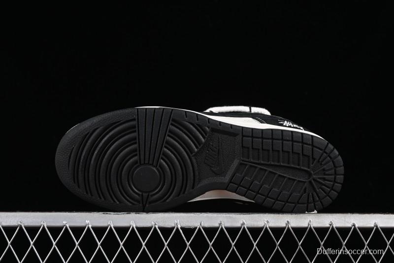 Stussy x Nike Dunk Low SB Sneakers in Beige Black Swoosh - SJ2068-252