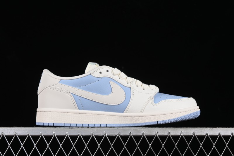 Nike Travis Scott x Fragment Design x Jordan Air Jordan 1 Low OG SP AJ1 LV Blue Double Hook Casual Sneakers - BB6588-103