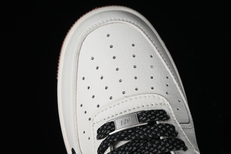 Nike Air Force 1 '07 Low Stussy Collaboration - Beige Black Gum Sole Low-Top Casual Sneakers - XZ5688-001
