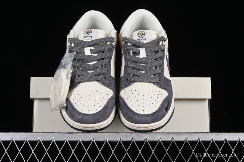 Nike SB Dunk Low Lightning Collaboration - Off White Navy Blue Small Blue Swoosh Anniversary High-End Custom Low-Top Casual Sneakers - XD1688-032