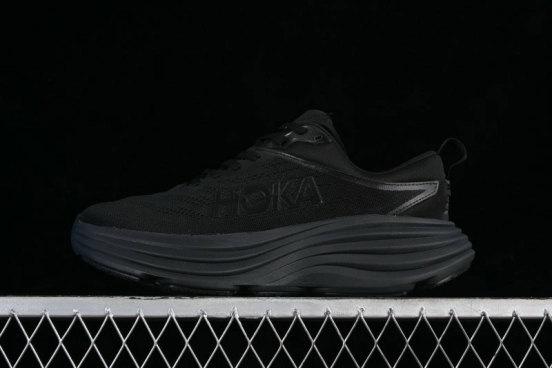 HOKA ONE ONE Bondi 8 Functional Cushioned Running Shoes with Engineered Mesh Upper - 1123202 BBLC