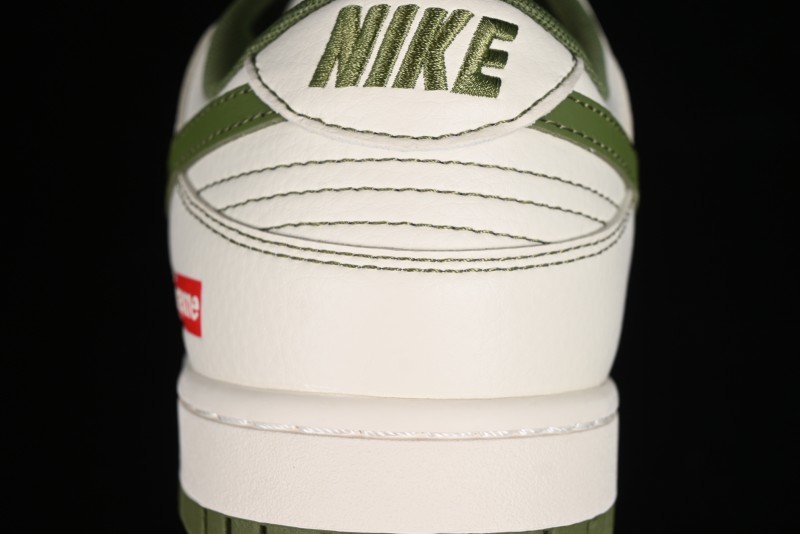 Nike SB Dunk Low Supreme Collaboration - Military Green Double Swoosh Anniversary Custom Low-Top Casual Sneakers - XX2025-319