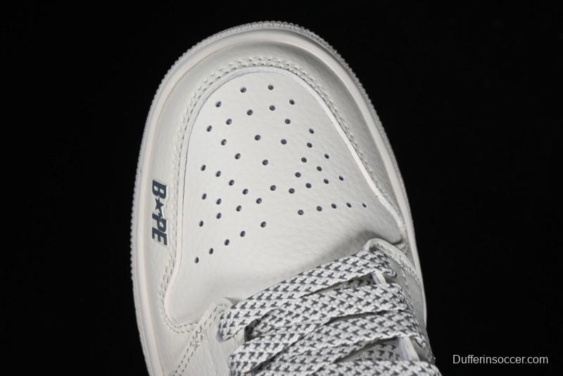 Nike Air Jordan 1 Low BAPE Collaboration - White Grey Basketball Shoes - WG8850-003