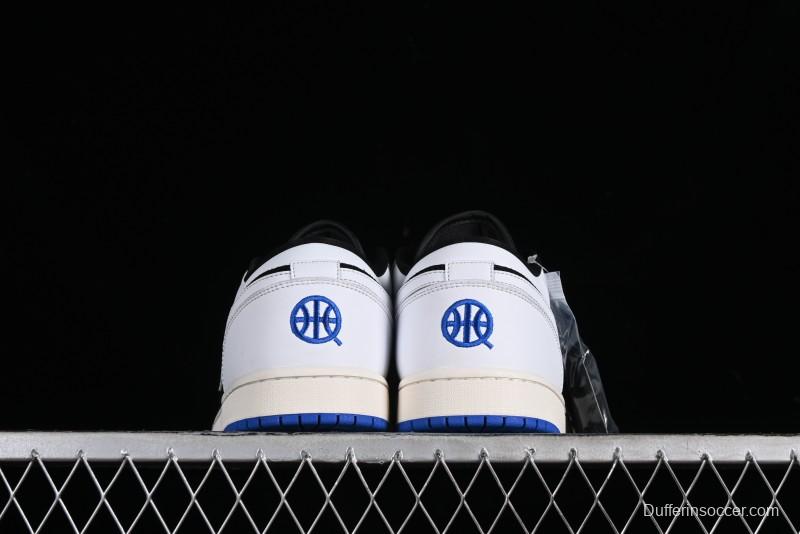 Nike Air Jordan 1 Low "Quai 54" Casual Sneakers in White Black Blue - HQ0764-001