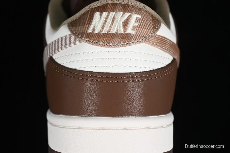 Nike Dunk Low SB White Brown Plaid Casual Skate Shoes - FV3653-191