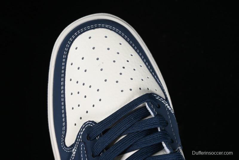 Nike Travis Scott x Fragment Design x Air Jordan 1 Low OG SP AJ1 LV Collaboration Deep Blue Low-top Casual Sneakers - LX1988-103