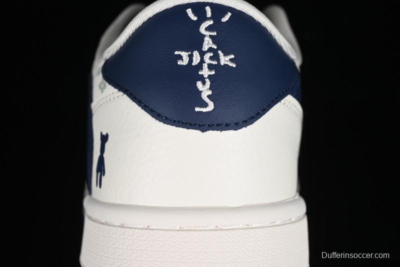 Nike Travis Scott x Fragment Design x Air Jordan 1 Low OG SP AJ1 LV Collaboration Light Blue Violent Bear Low-top Casual Sneakers - SJ2068-100