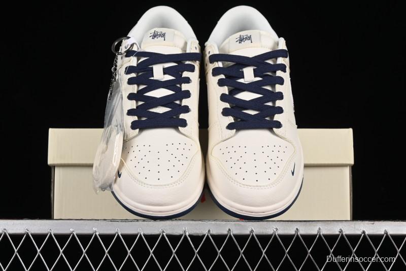 Nike SB Dunk Low Stussy Collaboration - Off White Floral Swoosh Anniversary High-End Custom Low-Top Casual Skate Shoes - XY1688-001