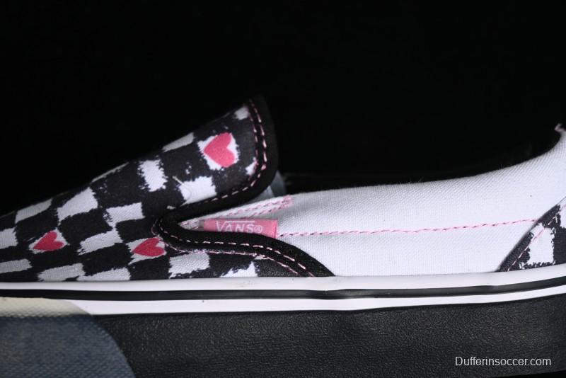 Vans Slip-On Classic Collaborative Hand-Painted Graffiti with Pink Accents and Crystal Outsole Checkerboard Slip-On - VN000CT5BPA