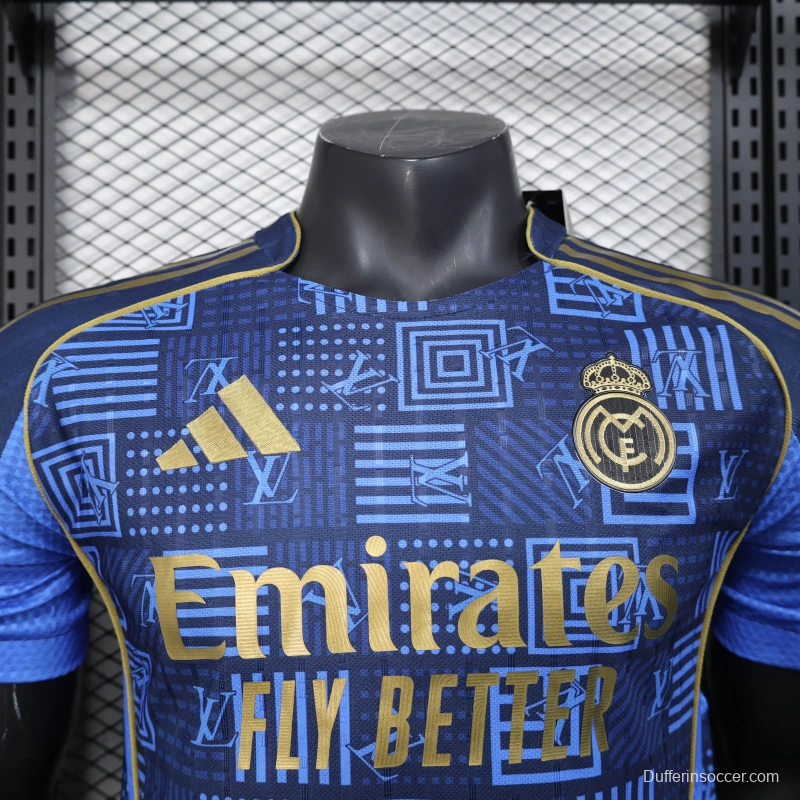 25/26 Player Version Real Madrid Blue Geometric Pattern Away Jersey