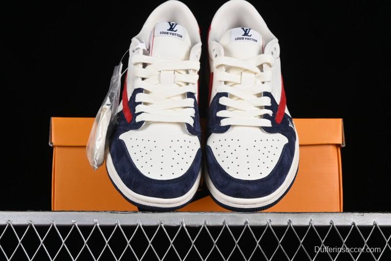 Nike Travis Scott x Fragment Design x Jordan Air Jordan 1 Low OG SP AJ1 LV Blue Red Low-top Casual Sneakers - YQ2088-670