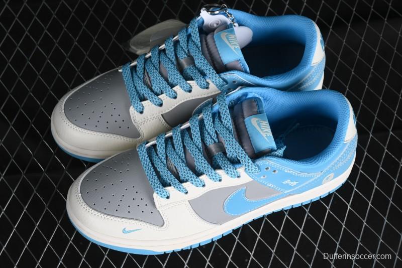 Nike SB Dunk Low BAPE Collaboration - Beige Grey Indigo Anniversary Premium Custom Low-Top Casual Skate Shoes - BB8969-002