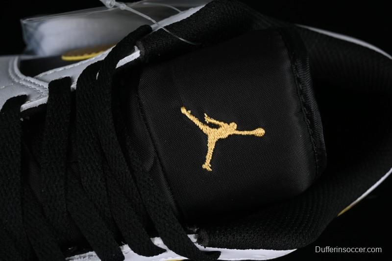 Nike Air Jordan 1 Low AJ1 Basketball Shoes with Black White Gold Swoosh - 553558-172