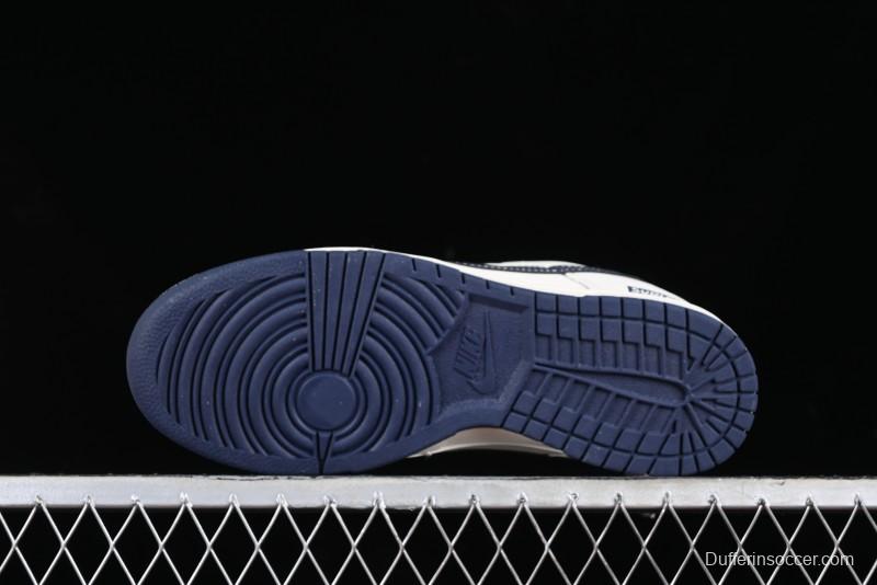 Nike SB Dunk Low Supreme Collaboration - Dark Blue Canvas Anniversary High-End Custom Low-Top Casual Skate Shoes - BB6698-511