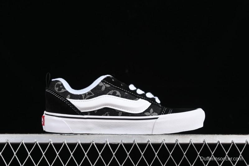 Vans Knu-Skool Premium Custom Denim Monogram Slip-On Shoes - VN0009QC6BT