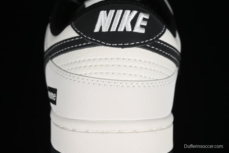 Nike SB Dunk Low Supreme Collaboration - Beige Black Canvas Anniversary Custom Low-Top Casual Skate Shoes - BB8657-515