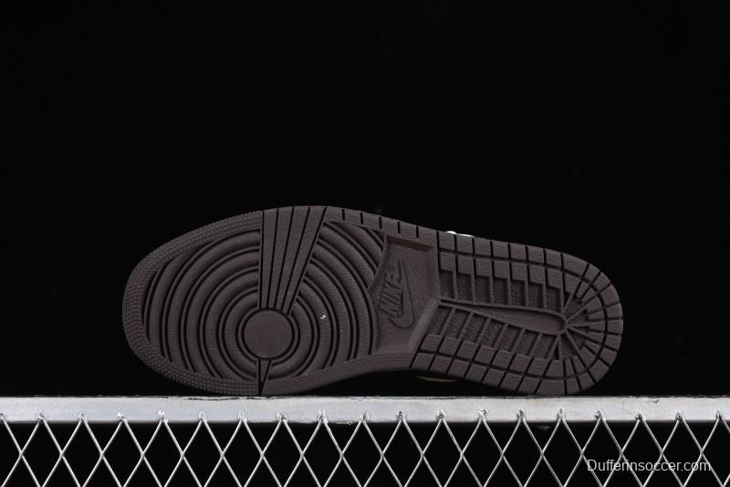 Nike Air Jordan 1 Low LV Collaboration Sneakers - Classic Monogram Swoosh in Off-White - WG8850-004