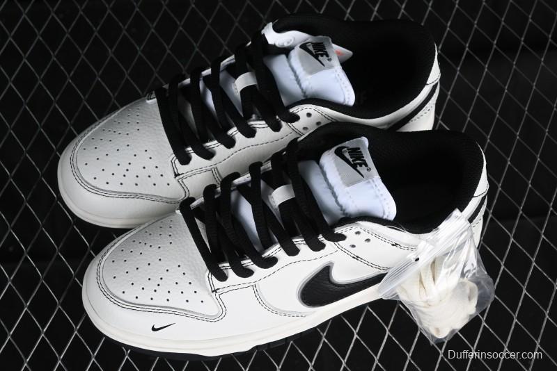 Nike Supreme x SB Dunk Low Casual Skate Shoes in Black and Beige - RM2308-237