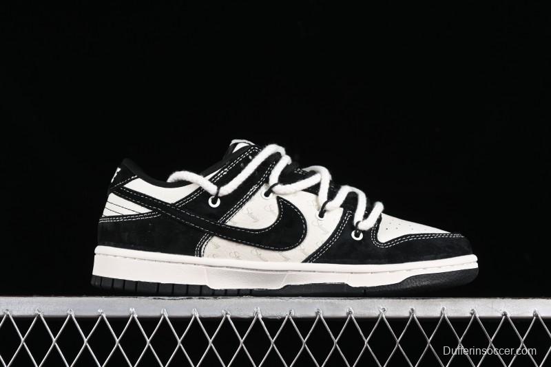 Stussy x Nike Dunk Low SB Sneakers in Beige Black Swoosh - SJ2068-252