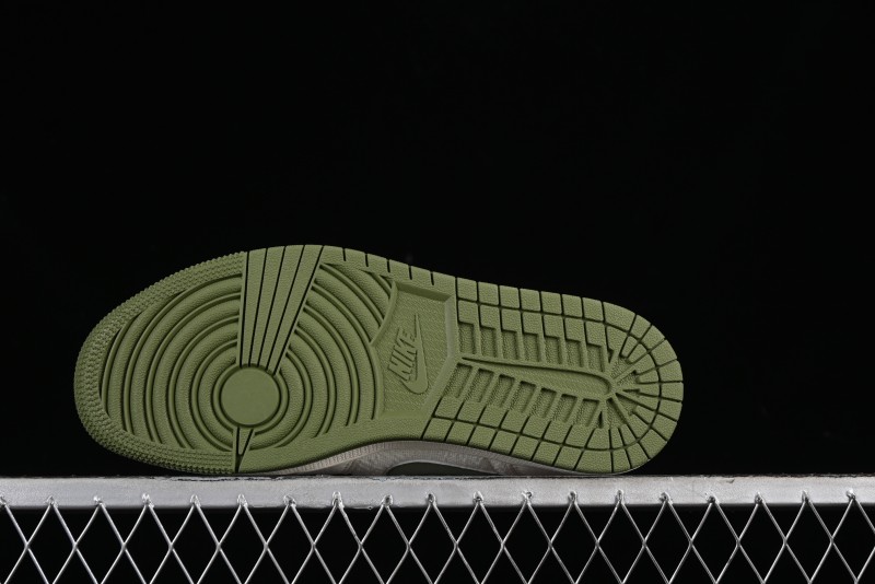 Nike Air Jordan 1 Low AJ1 Gucci Collaboration - Beige Green Knit High-End Custom Retro Basketball Shoes - DM5688-103