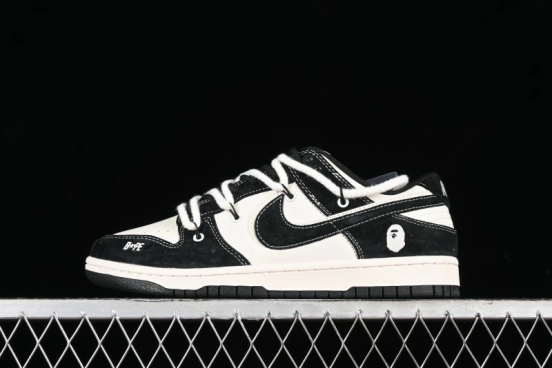 Nike SB Dunk Low BAPE Collaboration Strap Black Hook Anniversary Custom Low-Top Casual Sneakers - SJ2068-269