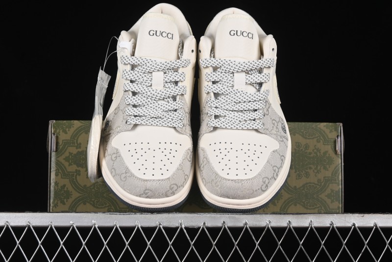 Nike Air Jordan 1 Low Gucci Collaboration - Smoke Grey Pattern High-End Custom Retro Basketball Shoes - DM5688-101
