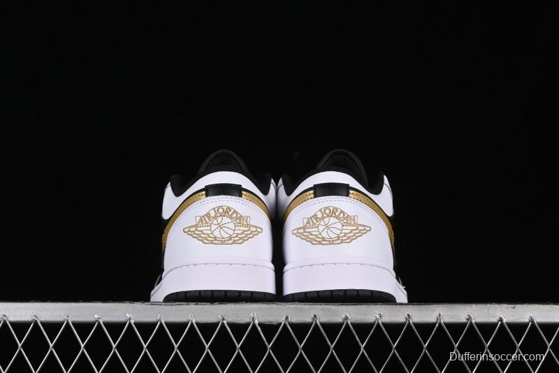Nike Air Jordan 1 Low AJ1 Black White Gold Hook Basketball Shoes - 553558-172