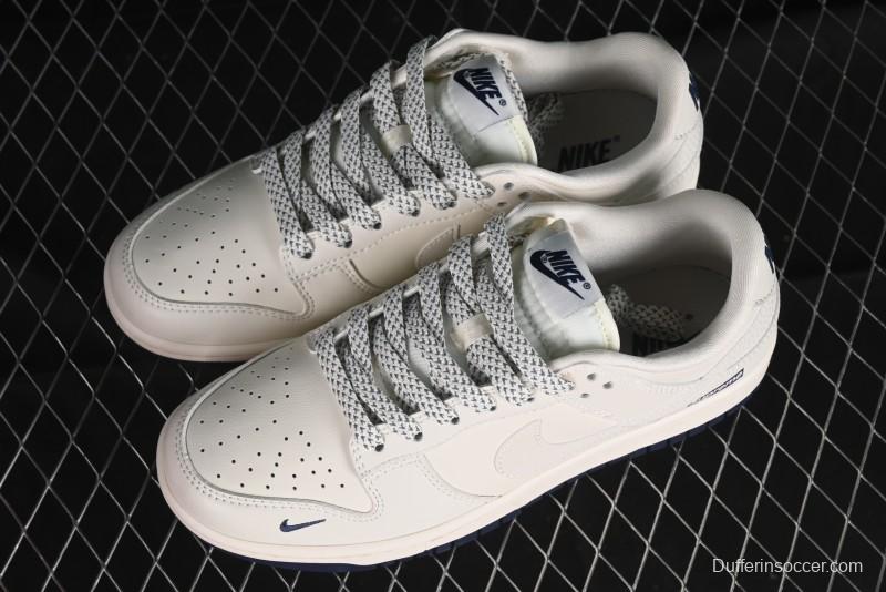 Nike SB Dunk Low Supreme Collaboration - Classic Beige Blue Anniversary High-End Custom Low-Top Casual Skate Shoes - XX8888-003