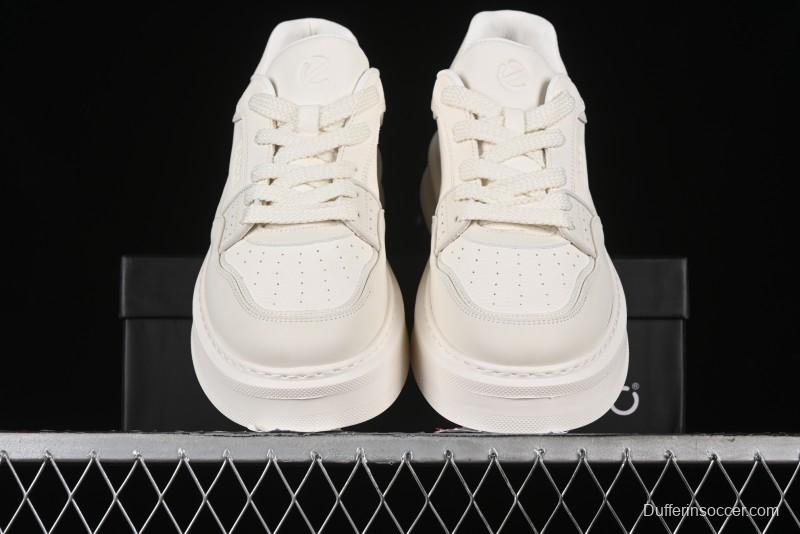 ECCO 2024 New Fashion Simple Versatile Genuine Leather White Sneakers - 61881301002