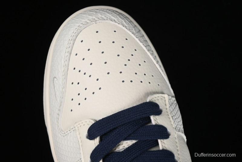 Nike SB Dunk Low Supreme Collaboration - White Dragon Scale Anniversary Custom Low-Top Casual Skate Shoes - BB8685-101