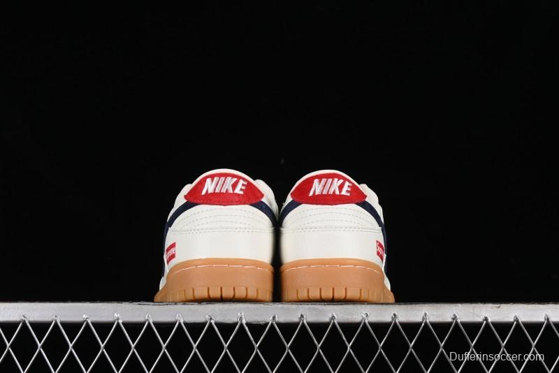 Nike SB Dunk Low Supreme Collaboration - Off White Gum Anniversary Customized Low-Top Casual Skate Shoes - JH8310-945