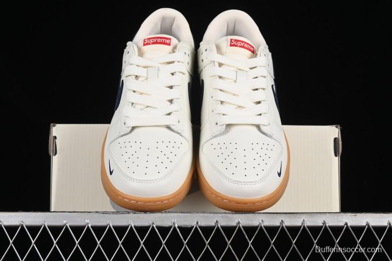 Nike SB Dunk Low Supreme Collaboration - Off White Gum Anniversary Customized Low-Top Casual Skate Shoes - JH8310-945