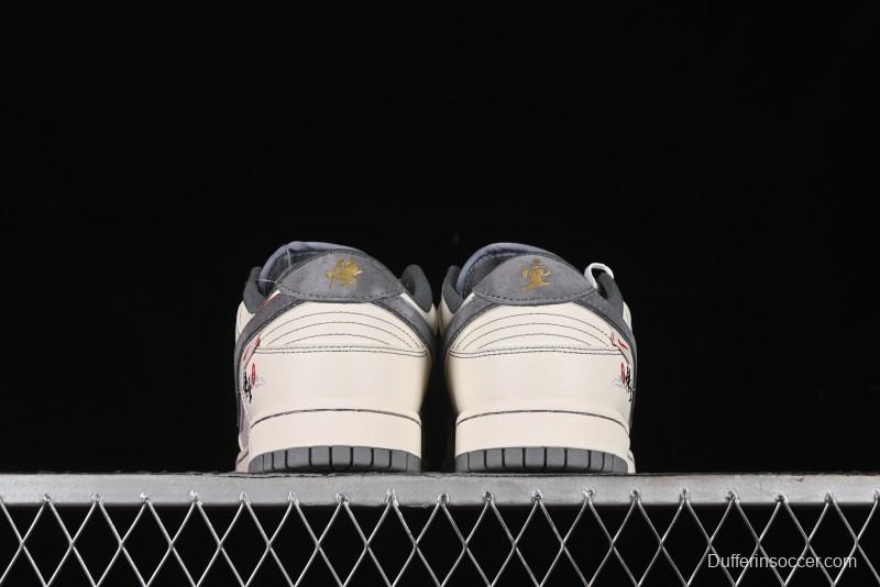 Nike SB Dunk Low Black Wukong Series - Light Gray Swoosh Anniversary Custom Low-Top Casual Skate Shoes - SJ1098-013