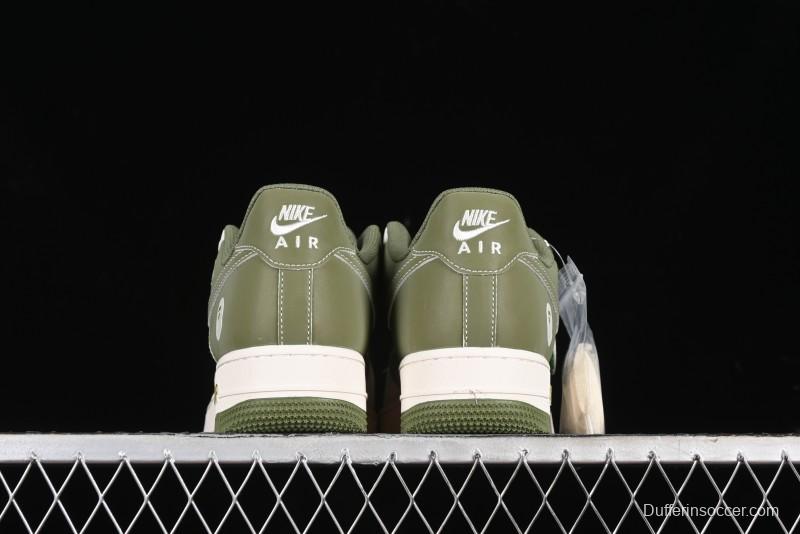 Nike Air Force 1 '07 Low Bape Collaboration - Dark Green Grey Low Top Casual Sneakers BB6566-205
