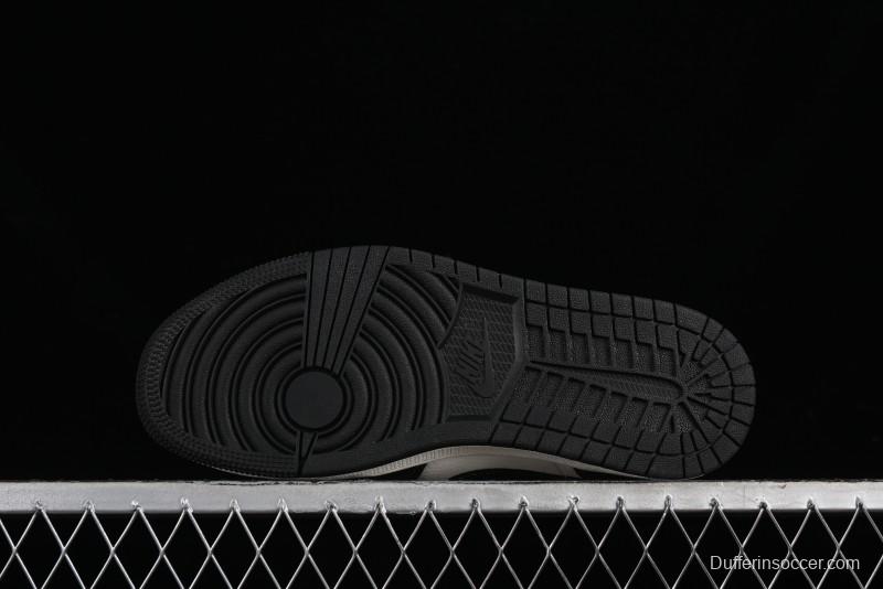 Nike Air Jordan 1 Low AJ1 x Violent Bear Collaboration - Black Beige Mark Line Custom Retro Basketball Shoes - SJ9950-013